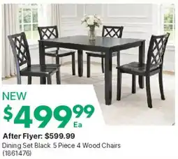 Kent Dining Set Black 5 Piece 4 Wood Chairs offer