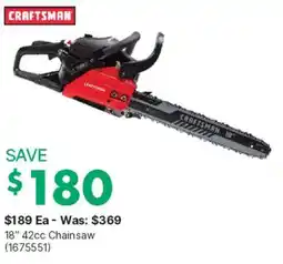 Kent Craftsman 18" 42cc Chainsaw offer