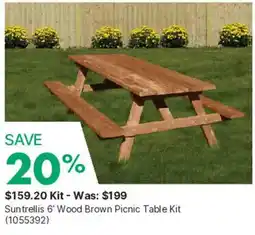 Kent Suntrellis 6' Wood Brown Picnic Table Kit offer