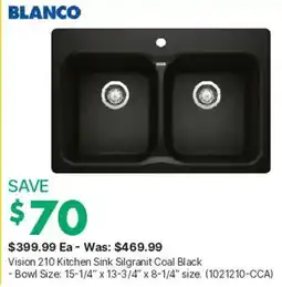 Kent Blanco Vision 210 Kitchen Sink Silgranit Coal Black offer