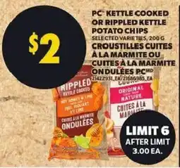 Atlantic Superstore PC kettle cooked or rippled kettle potato chips offer