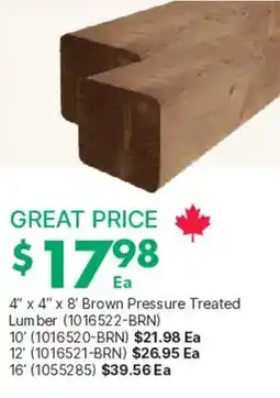 Kent Brown pressure treated lumber offer