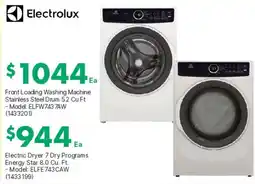 Kent Electrolux front loading washing machine stainless steel drum 5.2 cu ft offer