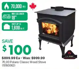 Kent J.A. ROBY 70,000 Polaris Classic Wood Stove offer