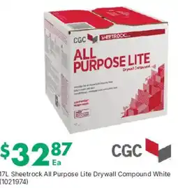 Kent CGC Sheetrock All Purpose Lite Drywall Compound White offer
