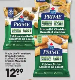 Calgary Co-op Maple Leaf Prime breaded chicken stuffed chicken or chicken meatballs offer