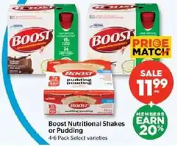 Calgary Co-op Boost Nutritional Shakes or Pudding offer