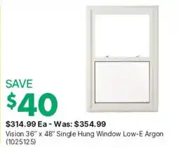 Kent Vision 36" x 48" Single Hung Window Low-E Argon offer