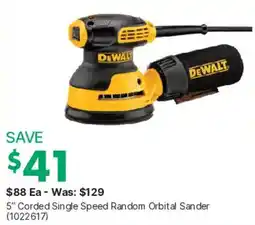 Kent DeWalt 5" Corded Single Speed Random Orbital Sander offer