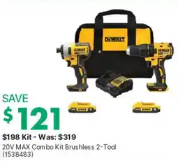 Kent DeWalt 20V MAX Combo Kit Brushless 2-Tool offer