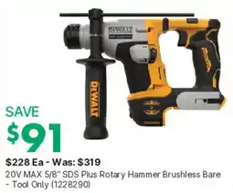 Kent DeWalt 20V MAX 5/8" SDS Plus Rotary Hammer Brushless Bare offer
