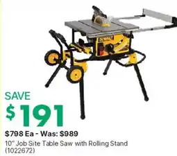 Kent DeWalt 10" Job Site Table Saw with Rolling Stand offer