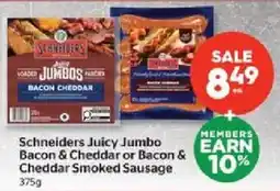 Calgary Co-op Schneiders Juicy Jumbo Bacon & Cheddar or Bacon & Cheddar Smoked Sausage offer