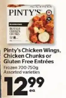 Calgary Co-op Pinty's chicken wings chicken chunks or gluten free entrées offer