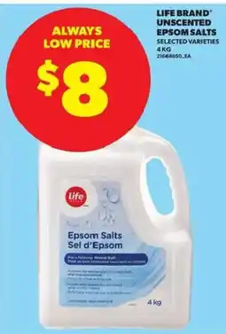 Atlantic Superstore Life Brand unscented epsom salts offer