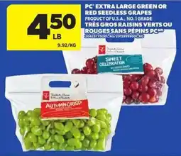 Atlantic Superstore PC extra large green or red seedless grapes offer