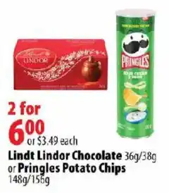 London Drugs Lindt Lindor Chocolate or Pringles Potato Chips offer