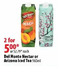 London Drugs Del Monte Nectar or Arizona Iced Tea offer