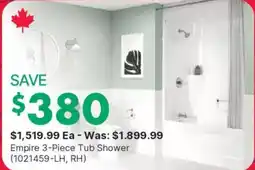 Kent Empire 3-Piece Tub Shower offer