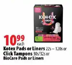London Drugs Kotex Pads or Liners offer