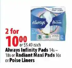 London Drugs Always Infinity Pads offer