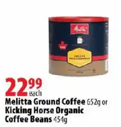 London Drugs Melitta Ground Coffee or Kicking Horse Organic Coffee Beans offer