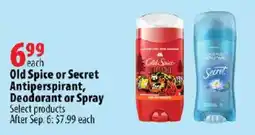 London Drugs Old Spice or Secret Antiperspirant, Deodorant or Spray offer