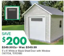 Kent 5 x 6' White or Black Shed Door with Window offer