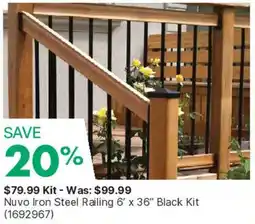 Kent Nuvo Iron Steel Railing 6' x 36" Black Kit offer