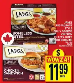 Food Basics Janes restaurant style boneless bites with honey garlic flavour and thai chili sauce offer