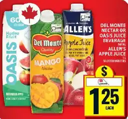 Food Basics Del Monte nectar or oasis beverage offer