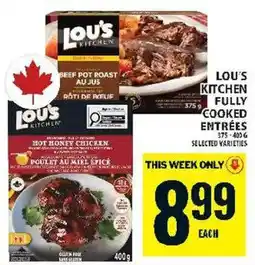 Food Basics Lou's kitchen fully cooked entrées offer