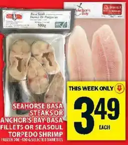 Food Basics Anchor's Bay Basa Fillets or Seasonal Torpedo Shrimp offer