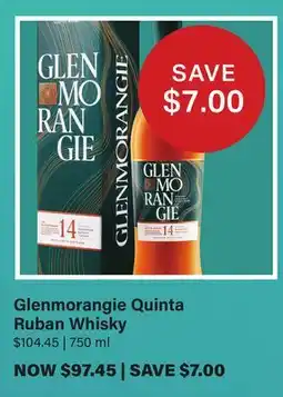 LCBO Glenmorangie Quinta Ruban Whisky offer