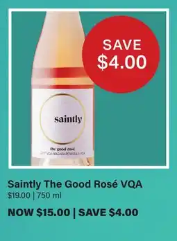 LCBO Saintly The Good Rosé VQA offer