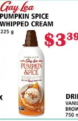 MVR Cash & Carry Gay Lea PUMPKIN SPICE WHIPPED CREAM offer
