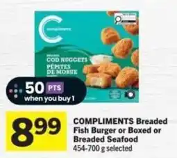 Co-op Compliments breaded fish burger or boxed or breaded seafood offer