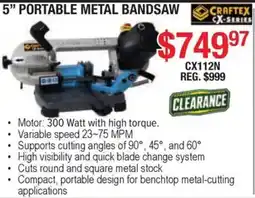 Busy Bee Tools CrafteX 5" portable metal bandsaw offer