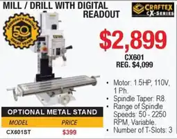 Busy Bee Tools CrafteX mill / drill with digital readout offer