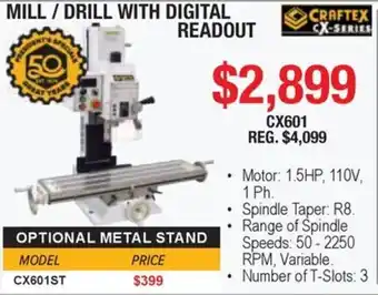 CrafteX mill / drill with digital readout