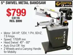 Busy Bee Tools CrafTex 5" Swivel Metal Bandsaw offer
