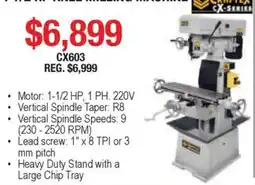Busy Bee Tools Craftex cx-series 72 hp knee milling machine offer