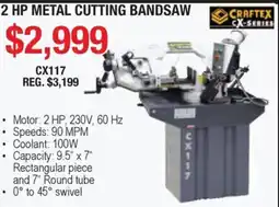 Busy Bee Tools CrafteX 2 HP Metal Cutting Bandsaw offer
