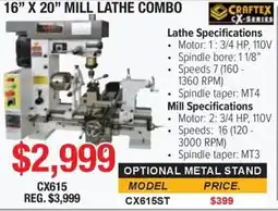 Busy Bee Tools CrafteX 16" x 20" Mill Lathe Combo offer