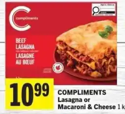 Co-op Compliments lasagna or macaroni & cheese offer
