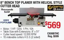 Busy Bee Tools CrafteX 8" bench top planer with helical style cutter head offer