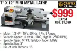 Busy Bee Tools CrafteX 7" X 12" Mini Metal Lathe offer