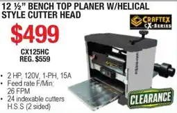 Busy Bee Tools CrafTex 12 1/2" bench top planer w/helical style cutter head offer