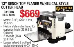 Busy Bee Tools Craftech 13" bench top planer w/helical style cutter head offer