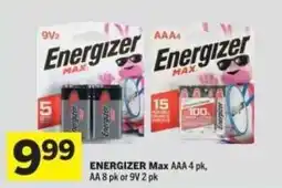 Co-op Energizer Max AAA 4 pk, AA 8 pk or 9V 2 pk offer